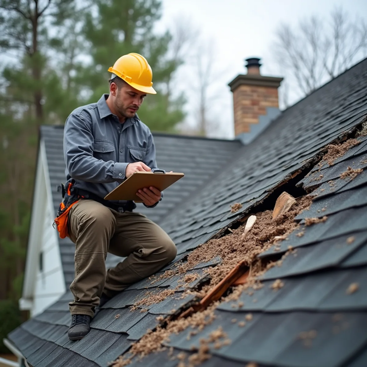 Storm-damaged roof being restored in the greater Atlanta metro